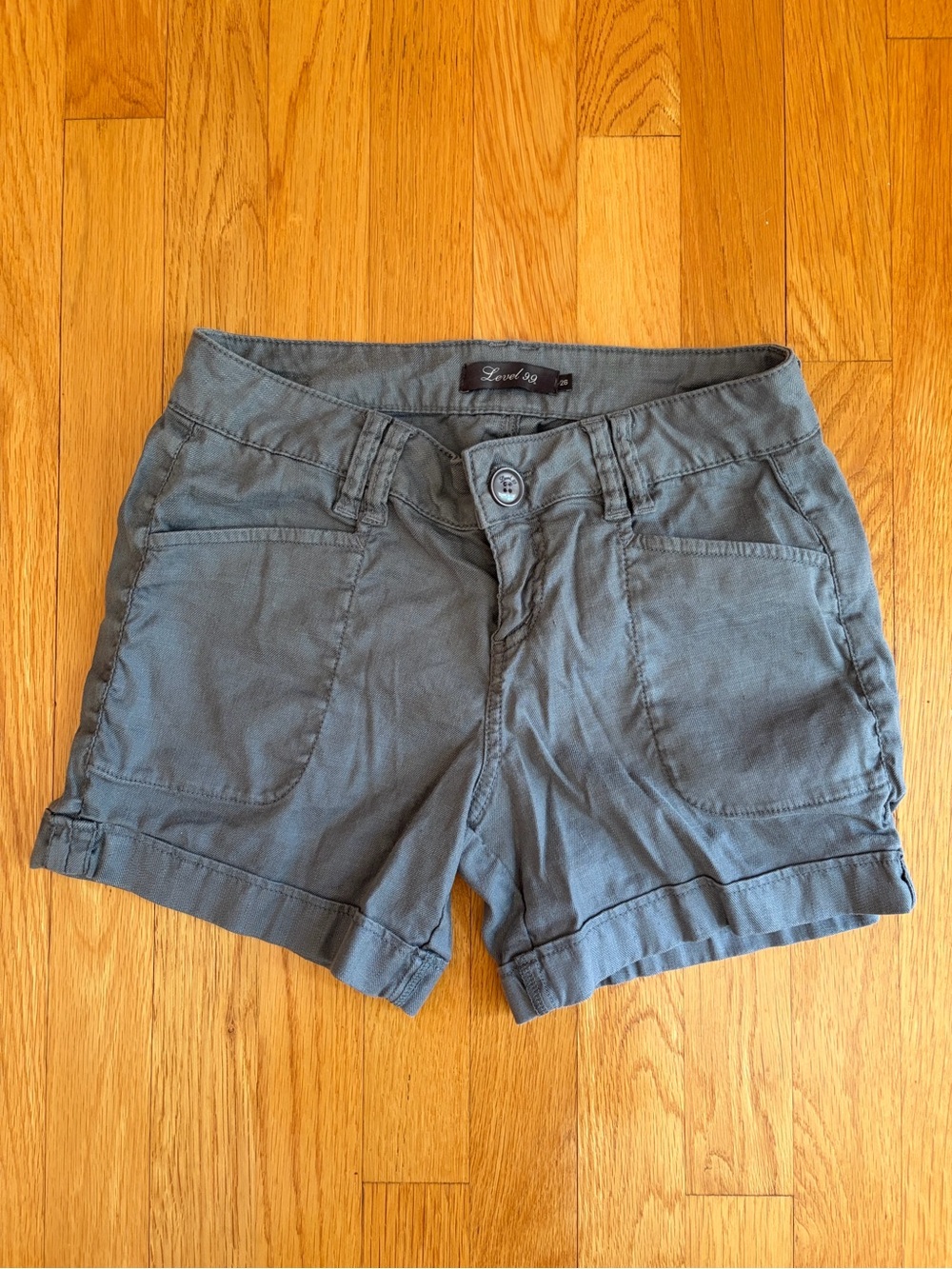 level 99 gray linen blend shorts